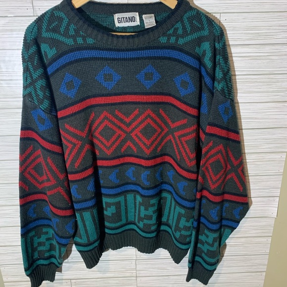 Gitano Other - Gitano vintage men’s sweater size Large colorful Y2K 80s/90s